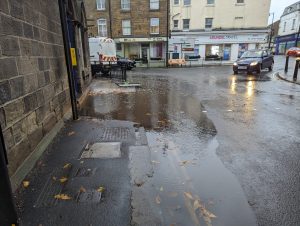 Flooding at Manor Square crossroads